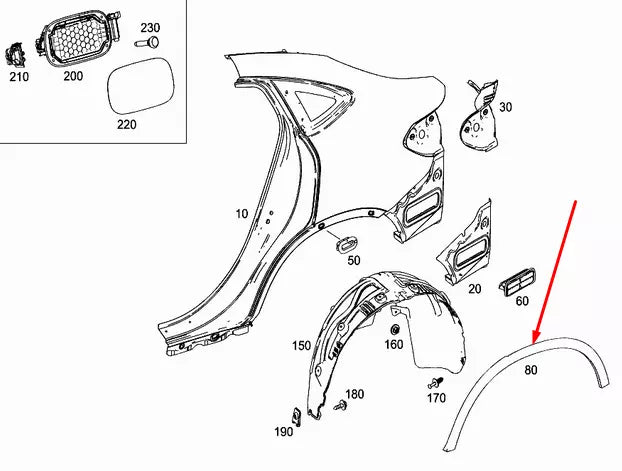 NEW MERCEDES-BENZ GLC X253 REAR RIGHT WHEEL ARCH COVER TRIM A2538850822 ORIGINAL
