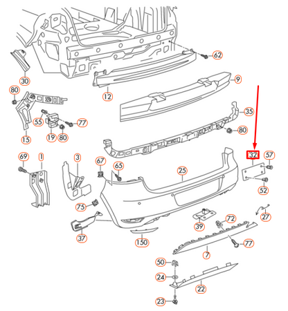 NEW VW GOLF 5K MK6 REAR BUMPER LICENSE PLATE HOLDER 5K6807847C9B9 ORIGINAL