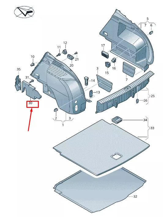 NEW AUDI Q3 F3 REAR RIGHT TRUNK TRIM PANEL INSERT 83F863424A