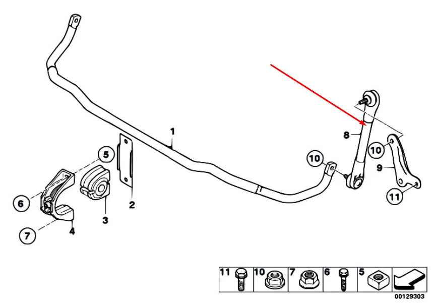 NEW BMW 5 E60 FRONT SWAY BAR STABILIZER RIGHT TIE ROD 31306781548 ORIGINAL