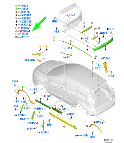 new ford kuga mk2 c520 right roof rack moulding 2417038 original