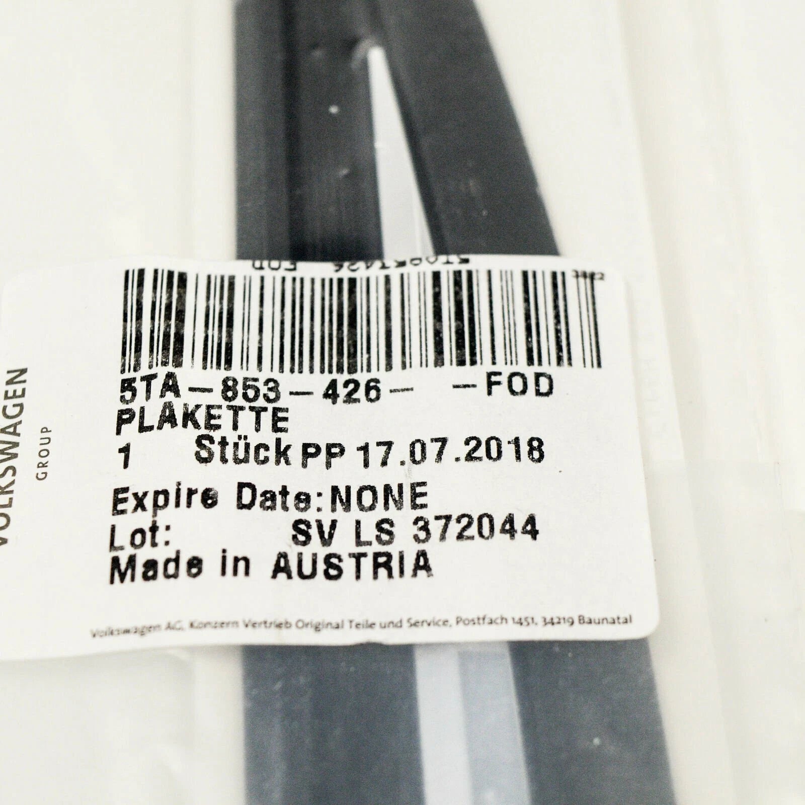 NEW VW TOURAN 5T FRONT RIGHT BADGE SELF-ADHESIVE R-LINE 5TA853426FOD ORIGINAL