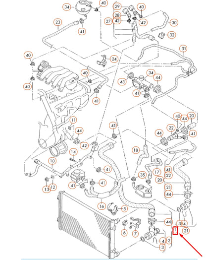 NEW VOLKSWAGEN BEETLE 9C RADIATOR LOWER COOLANT HOSE 1C0122051G ORIGINAL