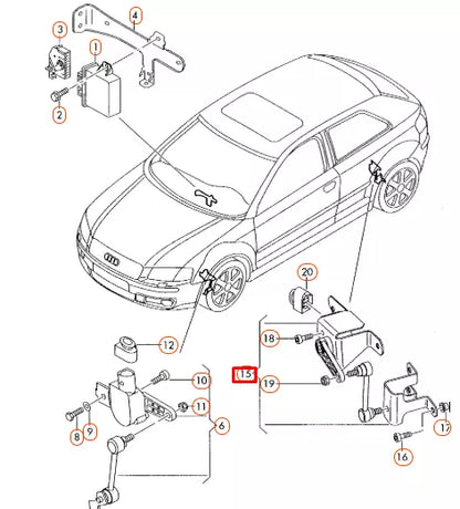 NEW AUDI A3 8P REAR LEFT HEADLIGHT HEIGHT LEVEL SENSOR 1K0941273M ORIGINAL