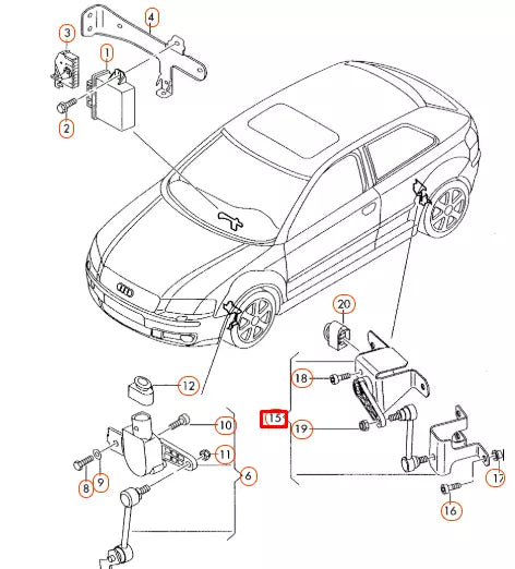 NEW AUDI A3 8P REAR LEFT HEADLIGHT HEIGHT LEVEL SENSOR 1K0941273M ORIGINAL