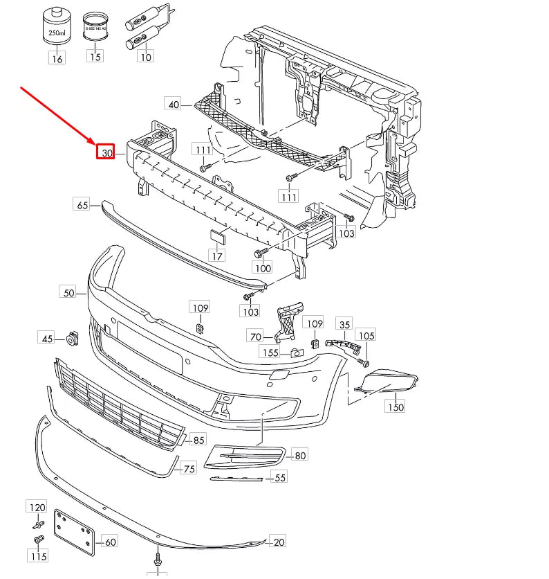 NEW VOLKSWAGEN SHARAN 7N FRONT BUMPER CARRIER 7N0807109D ORIGINAL