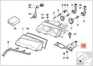 new bmw 3 e46 left headlight bracket 63128380187 8380187 original
