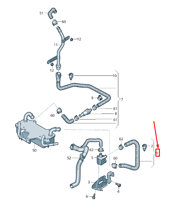 new audi q7 4m engine coolant hose 4m0122448d original