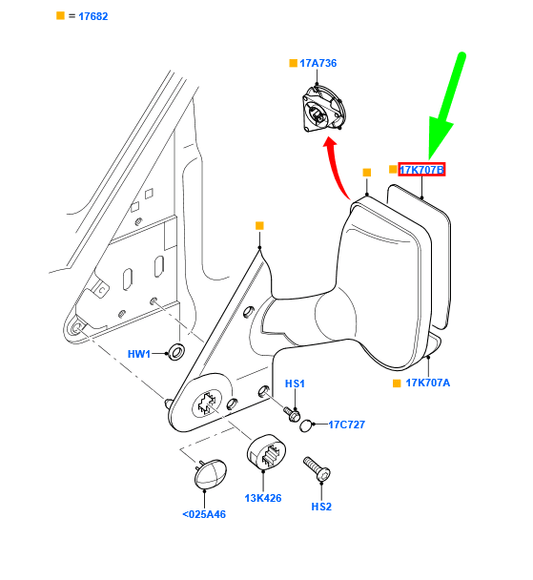 new ford transit mk3 front right door mirror glass 4059965 original