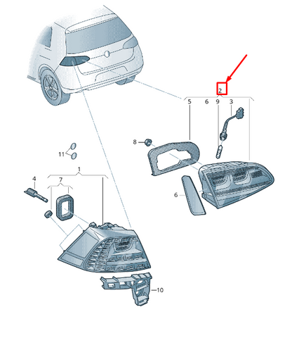 new vw golf vii 5g mk7 rear left side tailgate taillight 5g0945307e original