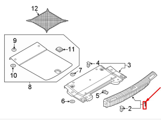 NEW AUDI A4 B9 REAR TAIL PANEL TRIM 8W5863471B4PK ORIGINAL