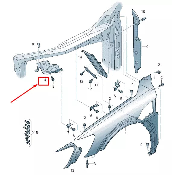 NEW AUDI E-TRON GEN FRONT LEFT FENDER BRACKET 4KE821149