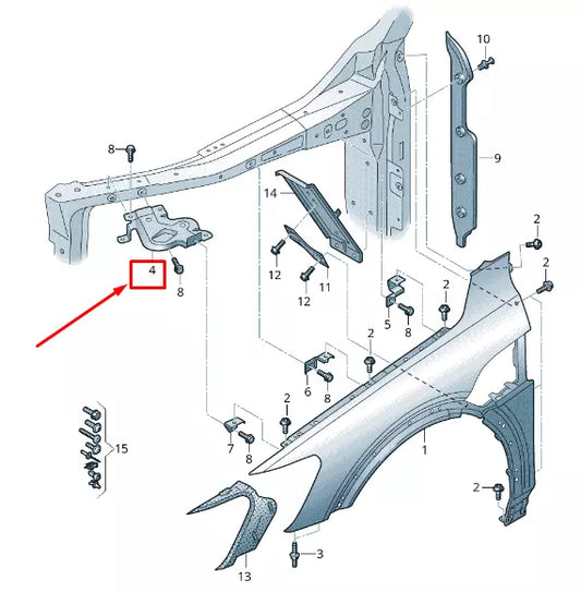 NEW AUDI E-TRON GEN FRONT LEFT FENDER BRACKET 4KE821149