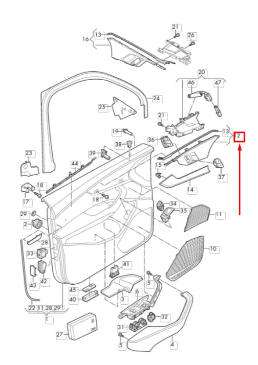 NEW AUDI A4 B9 FRONT LEFT DOOR SWITCH TRIM LHD 8W1959517D6PS