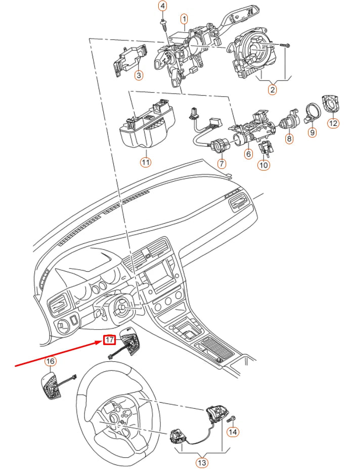 NEW VW GOLF 5G MK7 RIGHT STEERING WHEEL TIPTRONIC BUTTON 5G0951528BWHS ORIGINAL