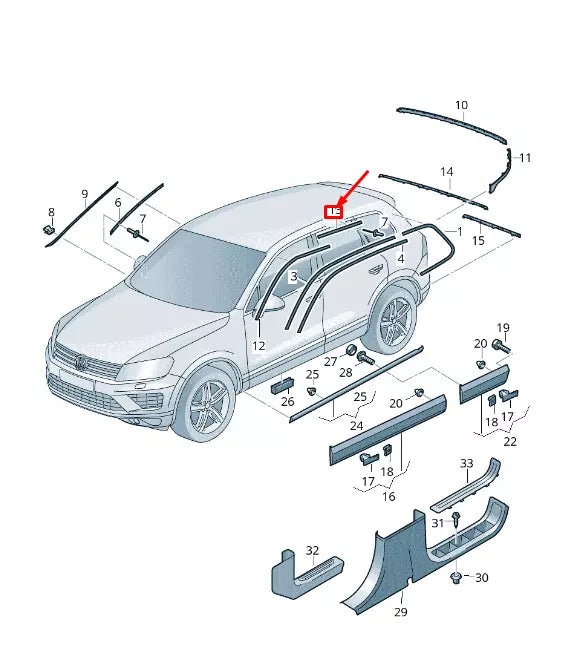 NEW VW TOUAREG 7P MK2 REAR RIGHT DOOR TOP COVER TRIM STRIP 7P08539087Z7