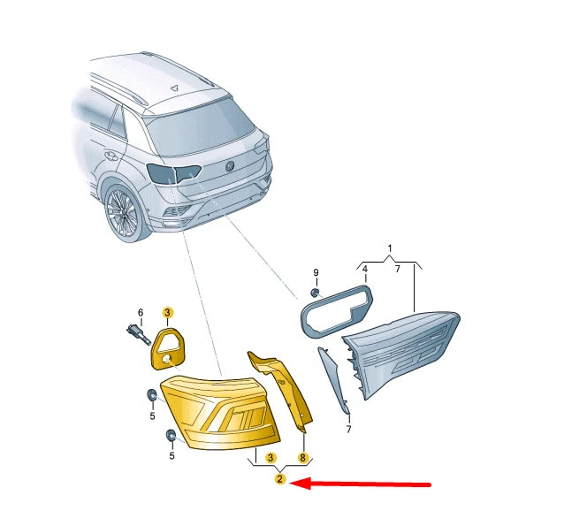 NEW VOLKSWAGEN T-ROC A11 REAR LEFT OUTER LED TAILLIGHT 2GA945095C ORIGINAL