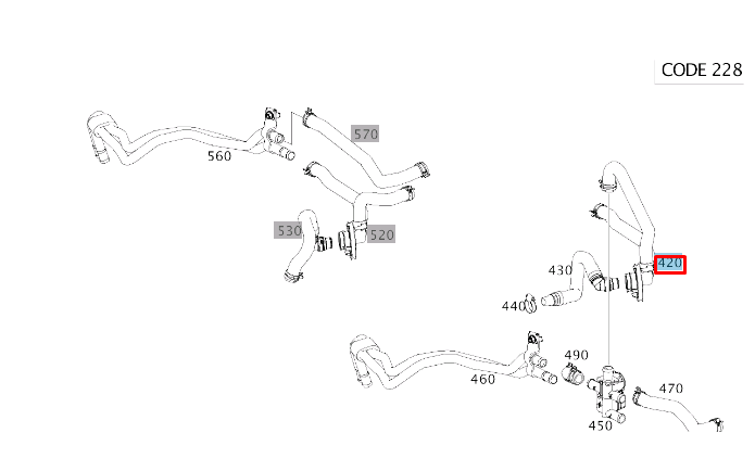 NEW MERCEDES-BENZ S COUPE C217 HVAC HEATER HOSE LHD A2228303596 ORIGINAL