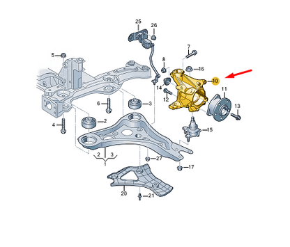 new skoda enyaq iv front left wheel bearing housing 1ea407253h original