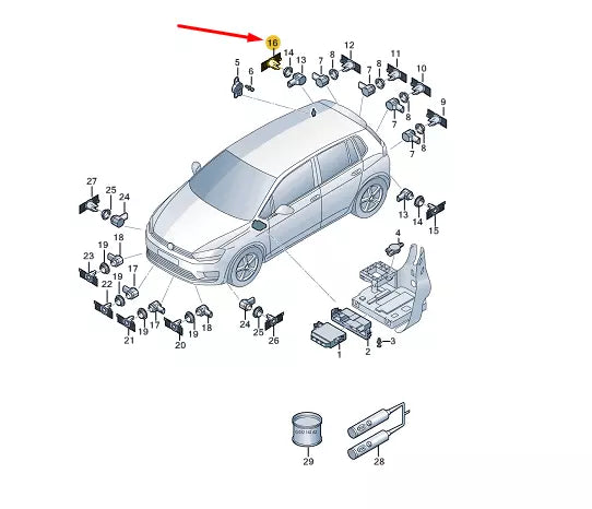 NEW VW GOLF SPORTSVAN MK7 REAR RIGHT PARK SENSOR BRACKET 510919398A ORIGINAL