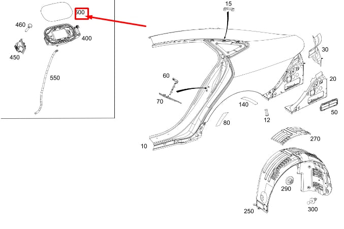 NEW MERCEDES-BENZ AMG GT X290 FUEL FILLER DOOR A2907570600 ORIGINAL