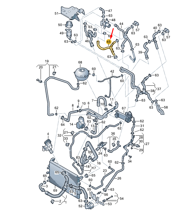 NEW VW TRANSPORTER VI T6 COOLANT HOSE 7E0122157BD ORIGINAL