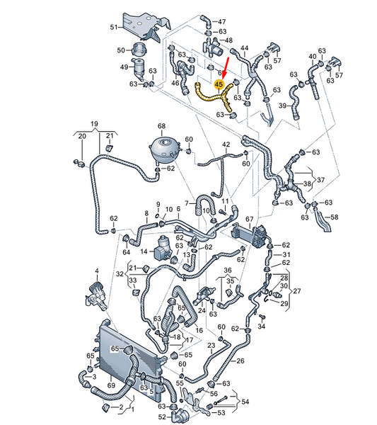 NEW VW TRANSPORTER VI T6 COOLANT HOSE 7E0122157BD ORIGINAL