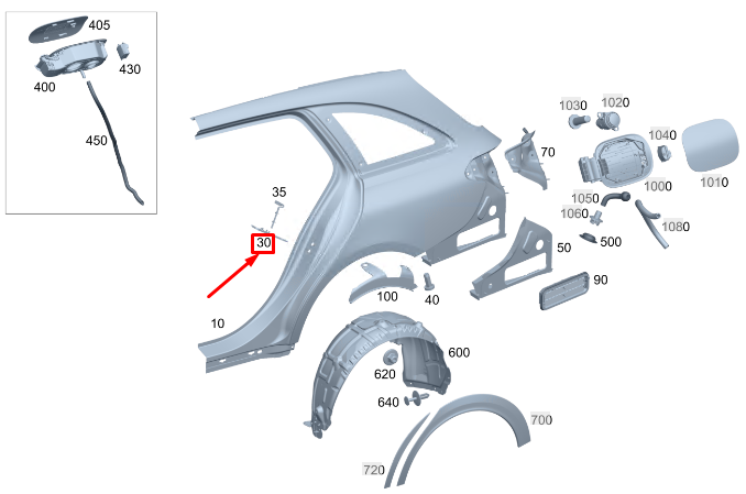 new mercedes-benz c w206 rear right wheel well damping a2066828201 original