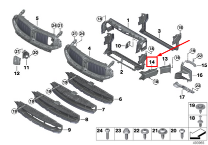 new bmw 8 cabrio g14 front right brake air duct 51747359814 7359814 original