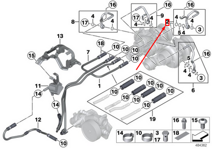 new bmw m5 f10 cooling system turbocharger feed line 11538053158 original