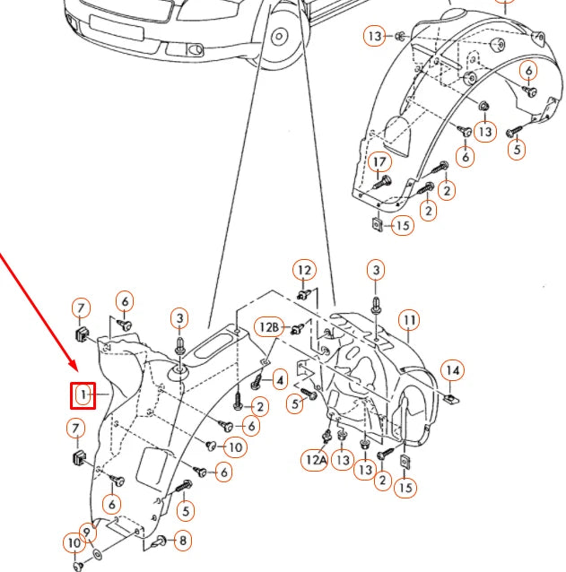 NEW AUDI A8 D3 FRONT RIGHT WHEEL ARCH LINER FRONT PART 4E0821172P ORIGINAL