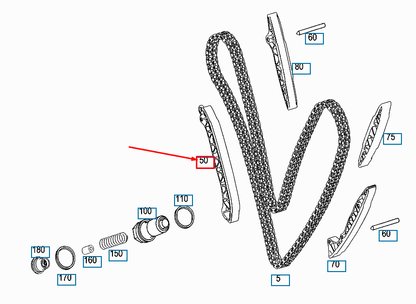 NEW MERCEDES-BENZ C W203 TIMING CHAIN GUIDE RAIL A2720521016 ORIGINAL