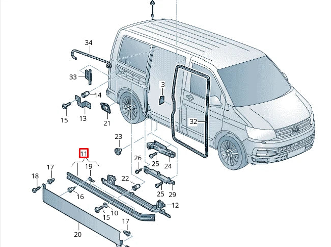 NEW VW TRANSPORTER T6 LEFT CENTER SLIDING DOOR RAIL 7H1843871AD