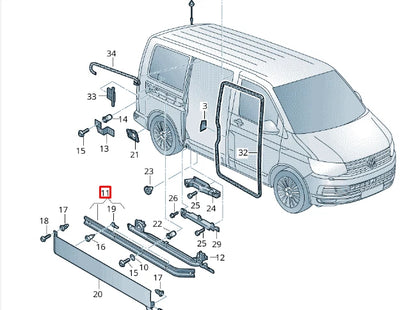 NEW VW TRANSPORTER T6 LEFT CENTER SLIDING DOOR RAIL 7H1843871AD
