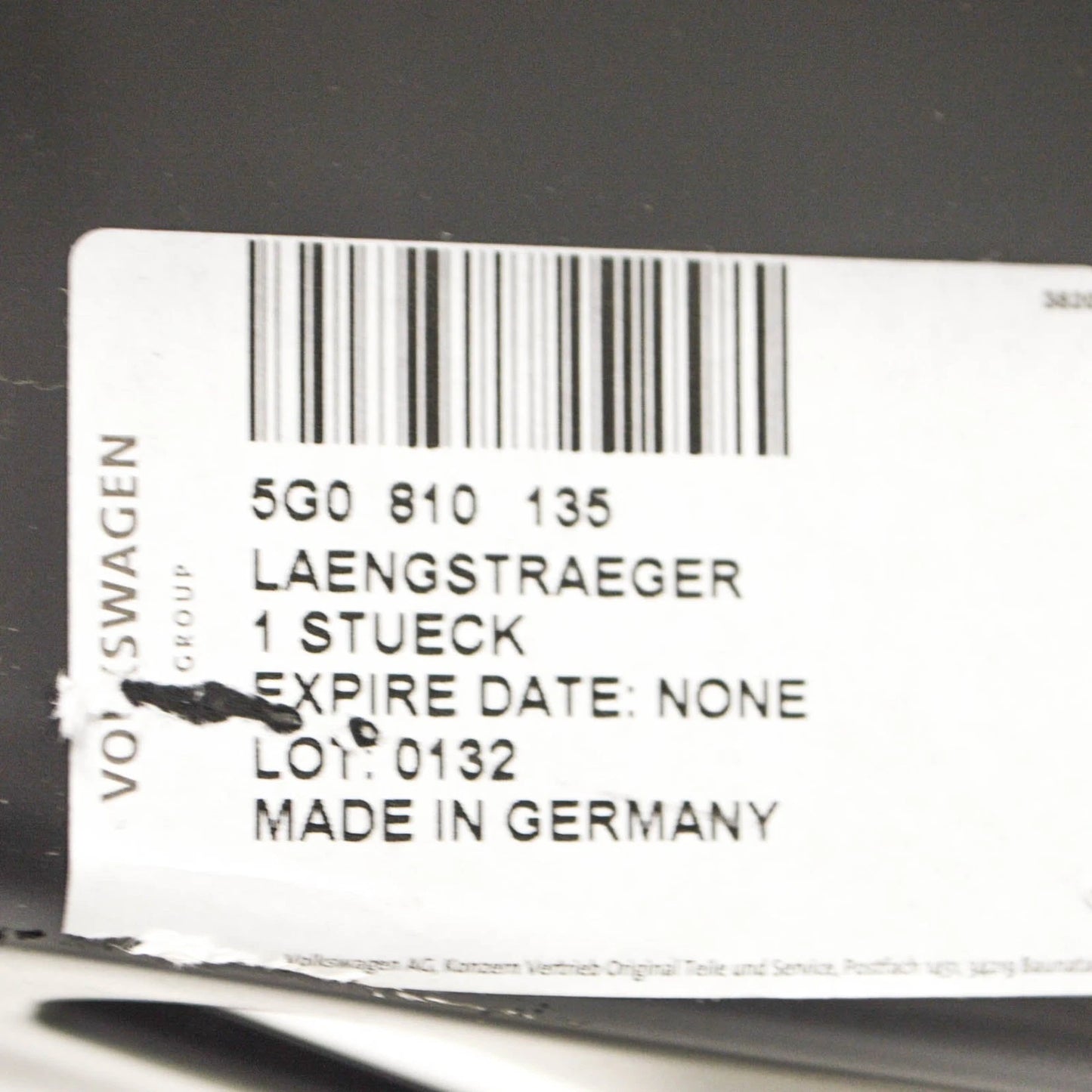 NEW VW GOLF MK7 UPPER FRONT LEFT FENDER SIDE MEMBER 5G0810135 ORIGINAL