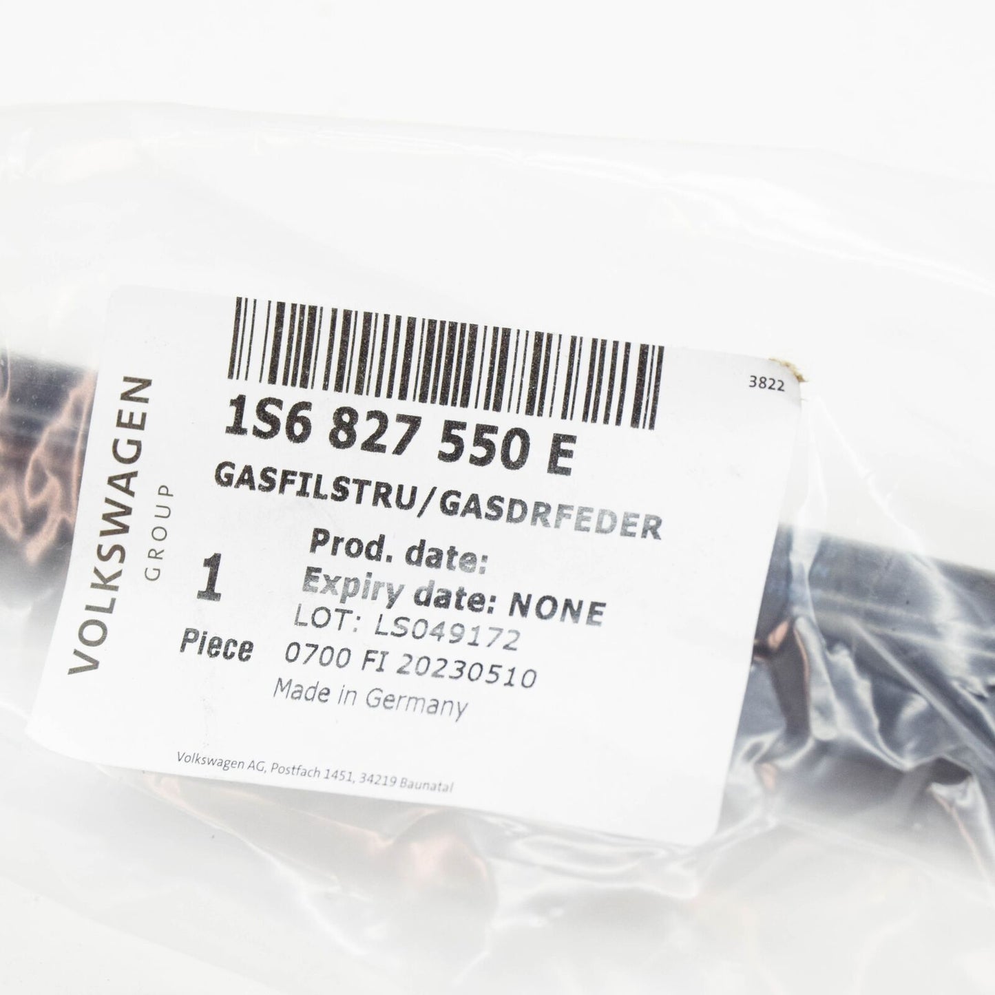 NEW VOLKSWAGEN UP REAR LID GAS FILLED STRUT 1S6827550E ORIGINAL