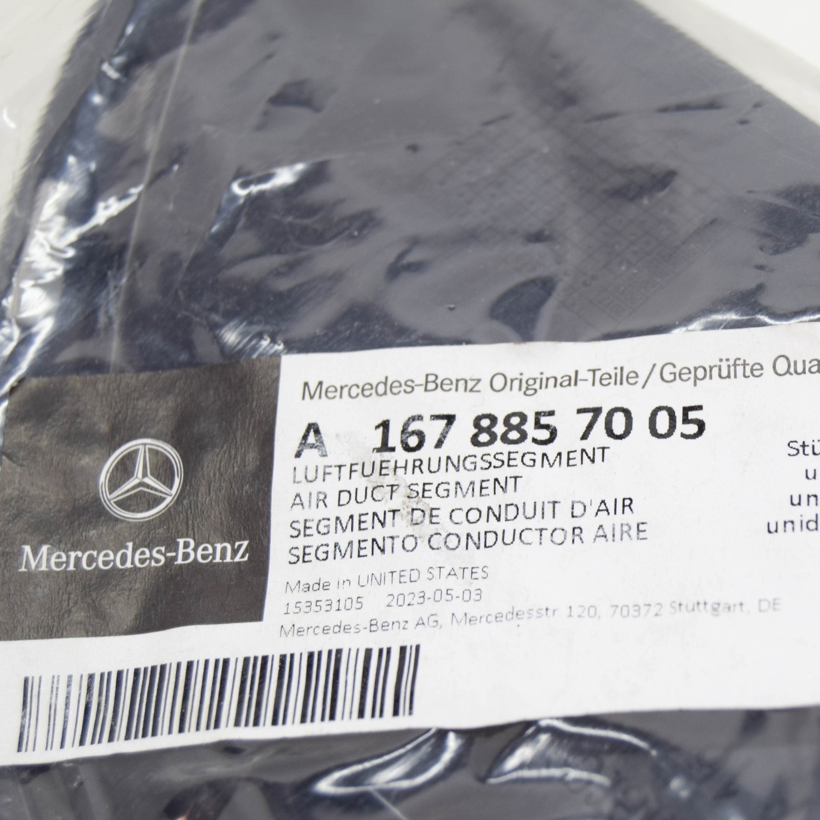 NEW MB GLE W167 FRONT BUMPER RIGHT LOWER AIR DUCT SEGMENT A1678857005 ORIGINAL