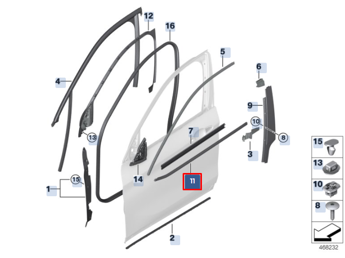 new bmw x1 f48 front right door exterior channel cover 51337410462 original