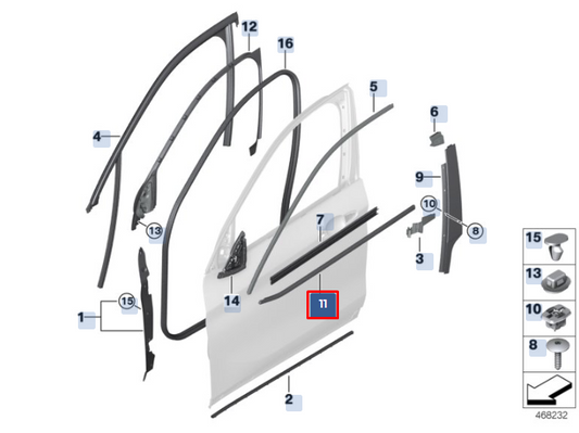 new bmw x1 f48 front right door exterior channel cover 51337410462 original