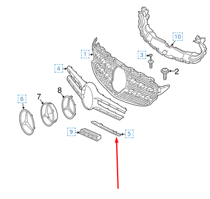 NEW MERCEDES-BENZ C-CLASS W205 FRONT RIGHT GRILLE TRIM A2058880373 2016 ORIGINAL
