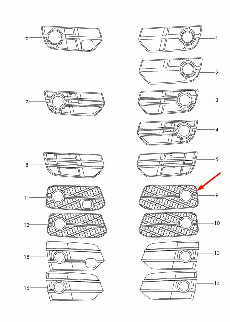 NEW AUDI Q5 8R LEFT FOG LIGHT GRILLE 8R0807681EZDE 2011