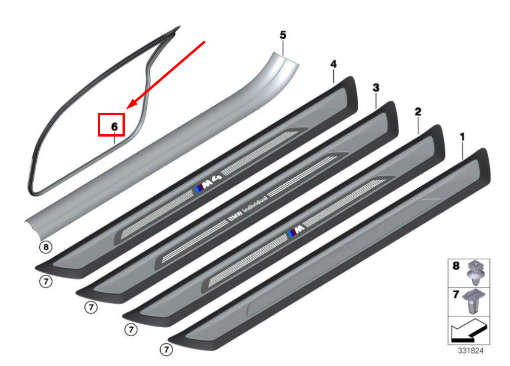 new bmw 4 f32 f82 front right interior door sill trim 51477312300 7312300
