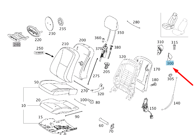 new mb cl c216 front right seat backrest release cover a21691802309116 original
