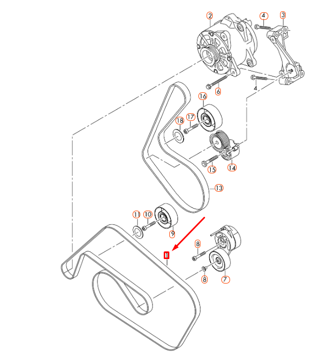 NEW VOLKSWAGEN TOUAREG 7P A/C COMPRESSOR POLY V-BELT 06E903137AE ORIGINAL