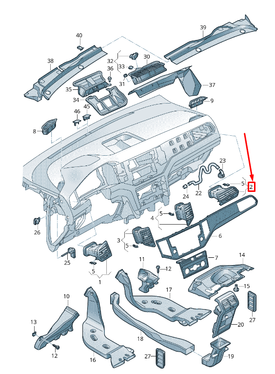 NEW VW GOLF SPORTSVAN AM RIGHT DASHBOARD AIR VENT GRILLE 518819704ALER ORIGINAL