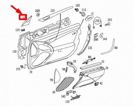 NEW MB SL R230 FRONT DOOR RIGHT MIRROR TRIANGLE TRIM A23072002117F06