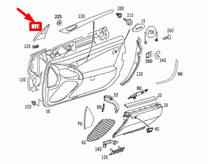 NEW MB SL R230 FRONT DOOR RIGHT MIRROR TRIANGLE TRIM A23072002117F06
