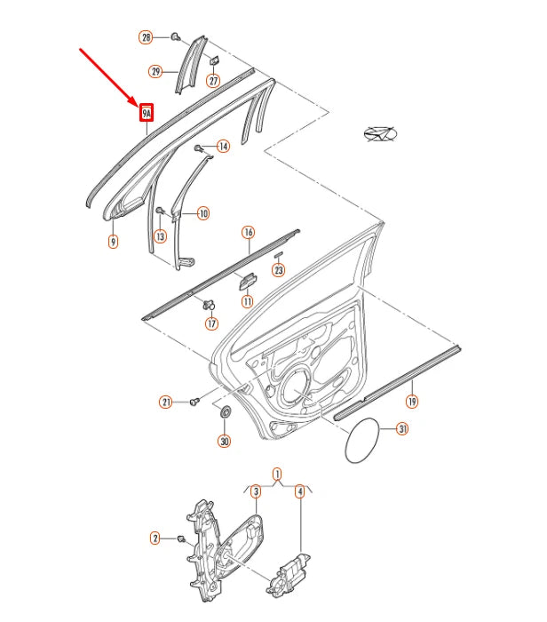 NEW VOLKSWAGEN JETTA A5 REAR RIGHT WINDOW GUIDE CHANNEL 1K5839432J5AP ORIGINAL