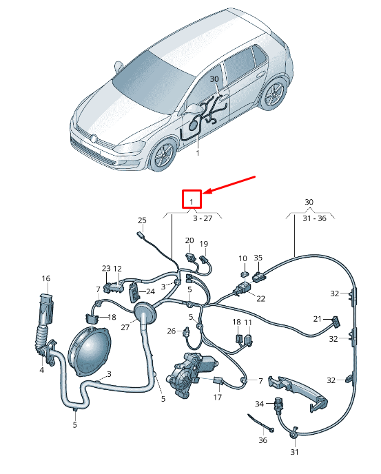 new skoda octavia 5e mk3 front right door wiring harness rhd 5e2971120df