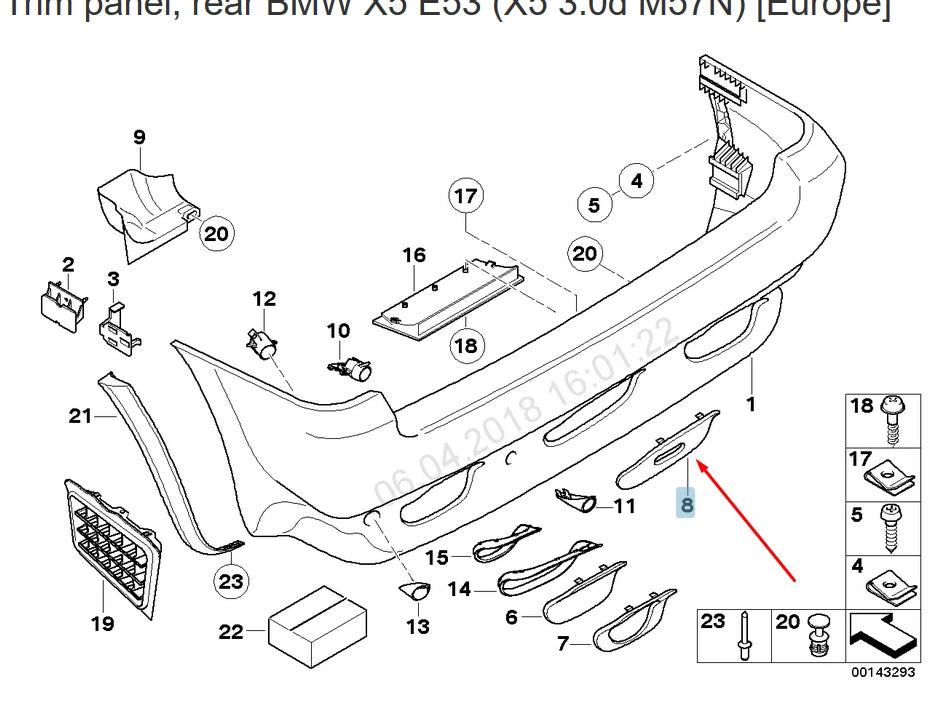 NEW BMW X5 E53 REAR BUMPER TOW BAR COVER TRIM 51128402327 8402327 ORIGINAL